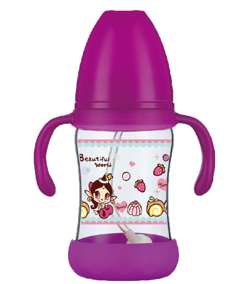 紐優(yōu)180ML感溫玻璃防摔奶瓶枚紅色