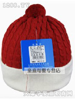 嬰兒針織米奇帽深紅